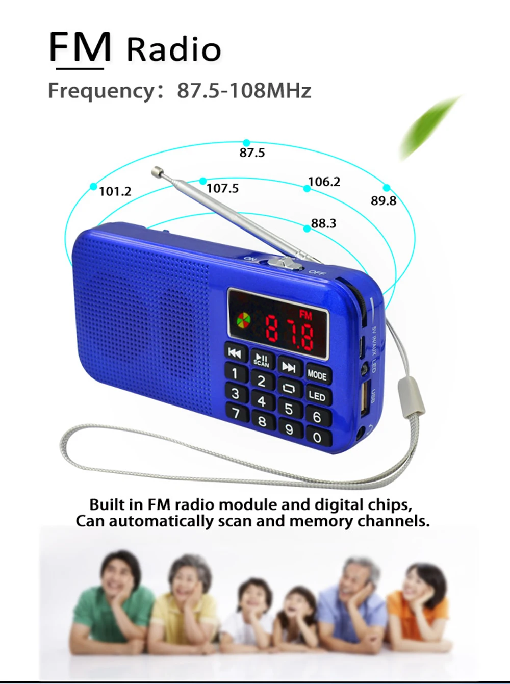 Портативный usb мини fm радиоприемник трансляция динамик музыкальный плеер светодиодный дисплей Передача данных и функция звуковой карты