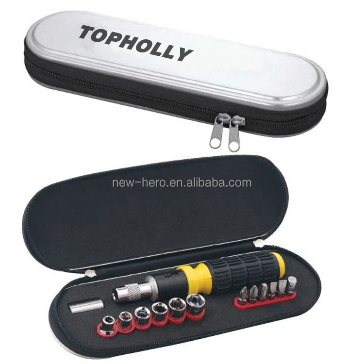 14 Piece Gift Promotional Steel Hard Surface Canvas Handy Bag Precision Screwdriver Bit Socket Tool Set Basic Repair Tool Kit