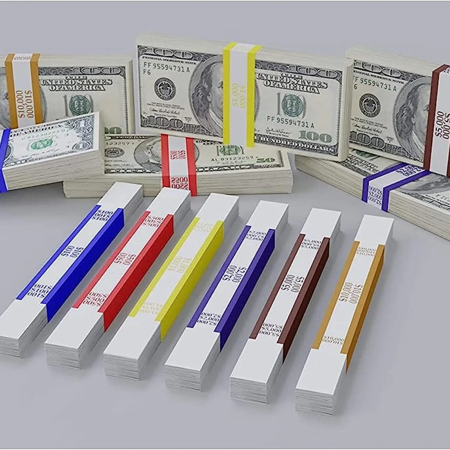 Custom Self-sealing Currency Bills Bands Heavy Duty White Kraft Paper Money Straps