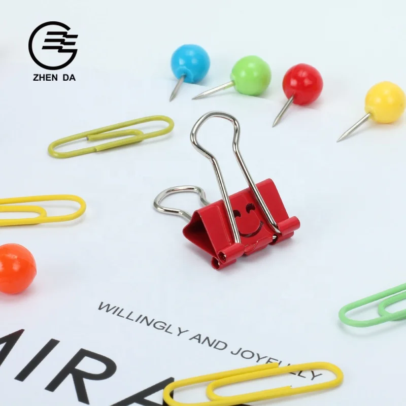 Desk stationery box set office school kwwaii kids gift stationery set smile binder clips sets