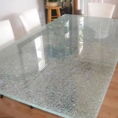 8+8mm America Popular Cracked Ice Laminated Glass Table Top