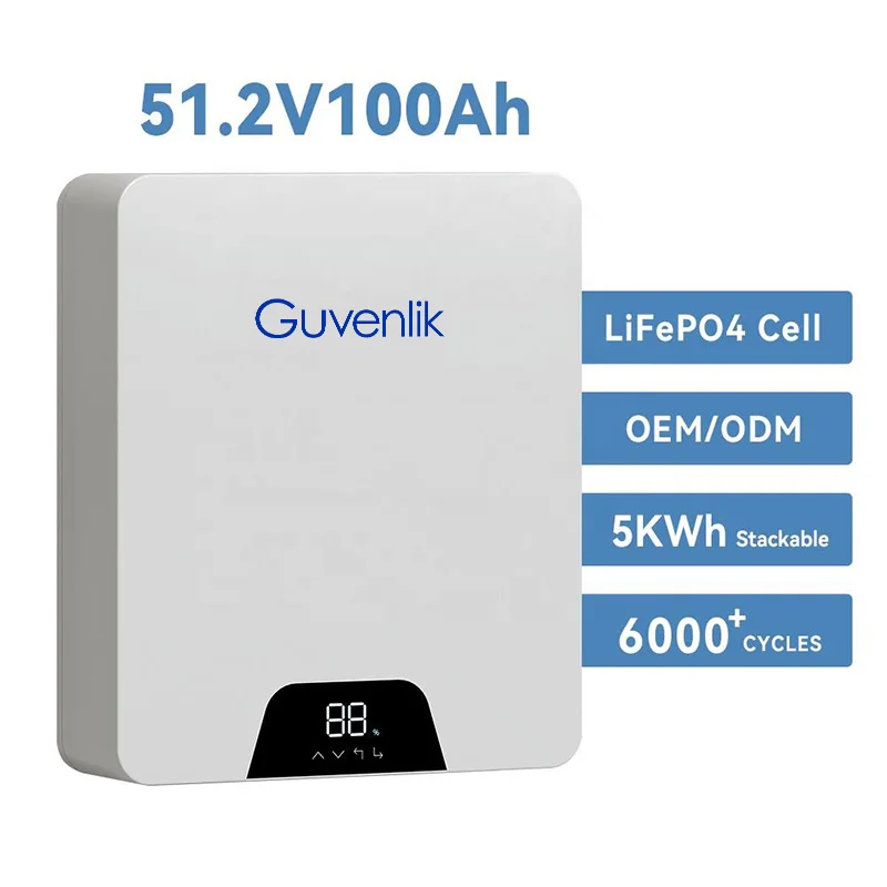 Guvenlik 48V 51.2V 100Ah 5Kwh Solar Batterie Deep Cycle Gel Power Energy Storage System 12v 200ah Powerwall Home Battery