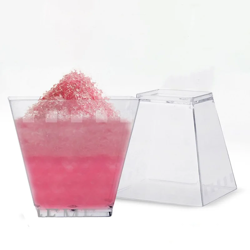 Wholesale transparent 60 ml square mousse hard plastic cup fruit pudding ice cream Dessert cup