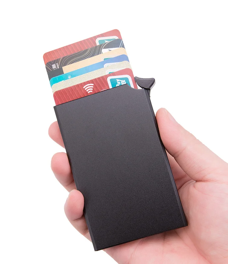  2020 новый дизайн RFID Блокировка Автоматический алюминиевый чехол для кредитных карт кошелек выдвижной