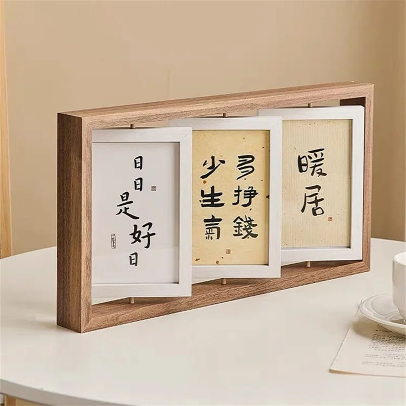Creative European-Style Wood Composite Photo Frame Double-Sided Rotating Feature Decorative Siamese Picture 4x6 5x7 8x10 24x36