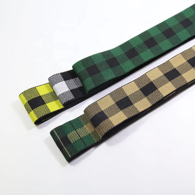 Scottish Tartan Checked Pattern Jacquard Elastic Band Sustainable for Garments Bags Shoes Home Textiles