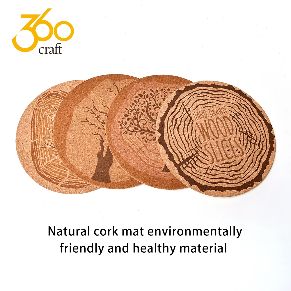 Set Of 8 Natural Blank Cork Mug Coasters Pot Holder For Sublimation