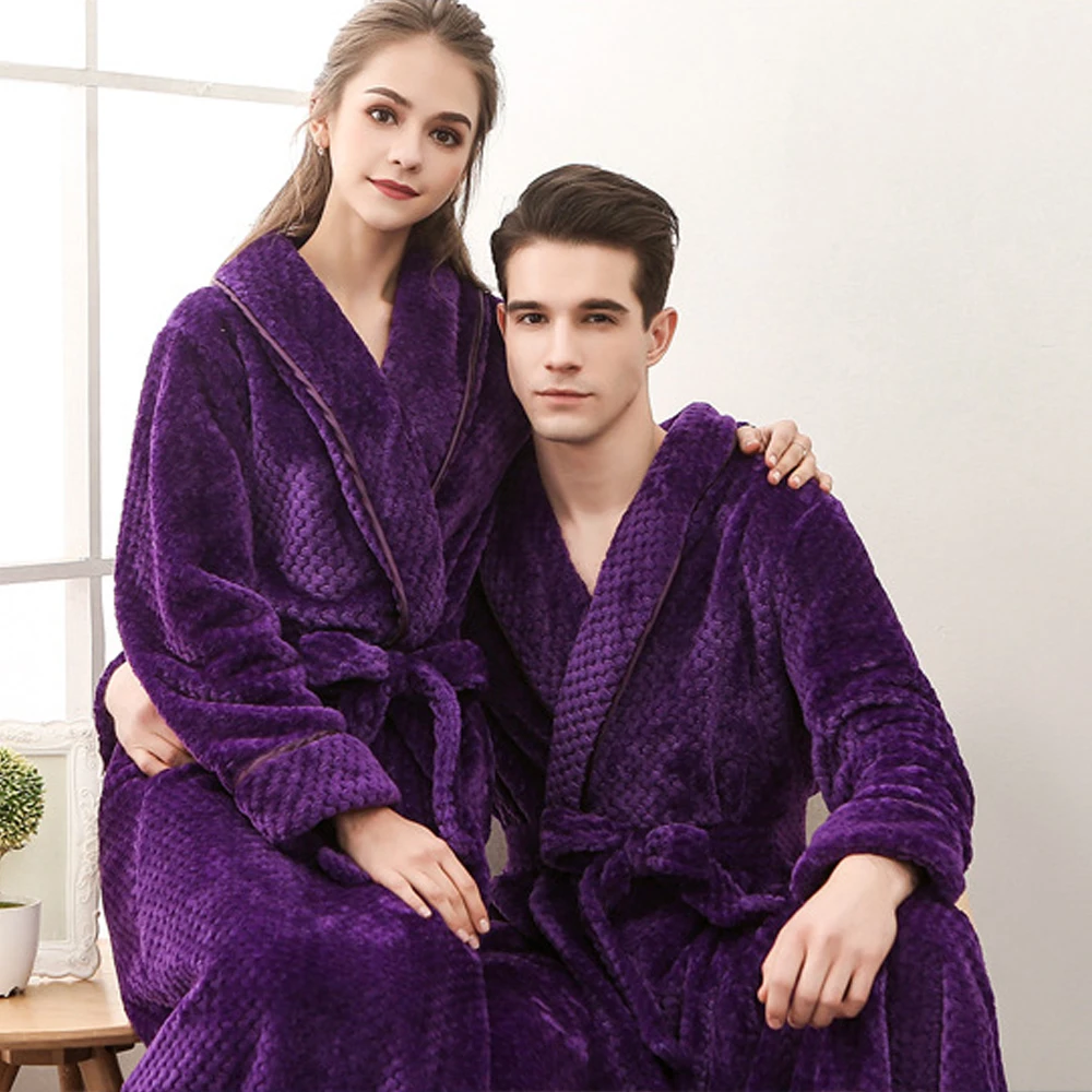 HSZ 1506 High Quality Women Man Bathrobe Luxury 5 Star Hotel Bath Robe For Man Plus Size Couples Romantic Sleepwear