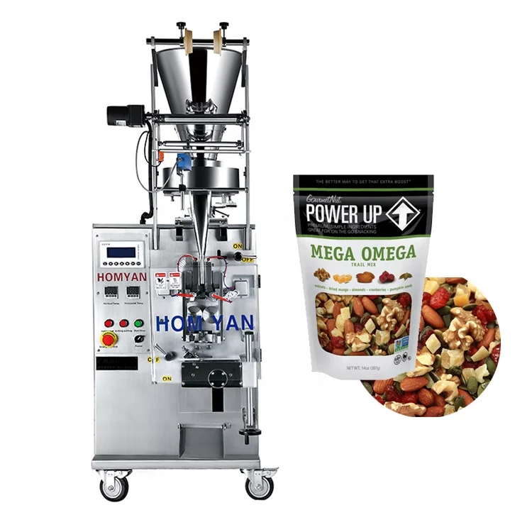automatic pouch chocolate nut dry fish twist other snacks food candy packing machine