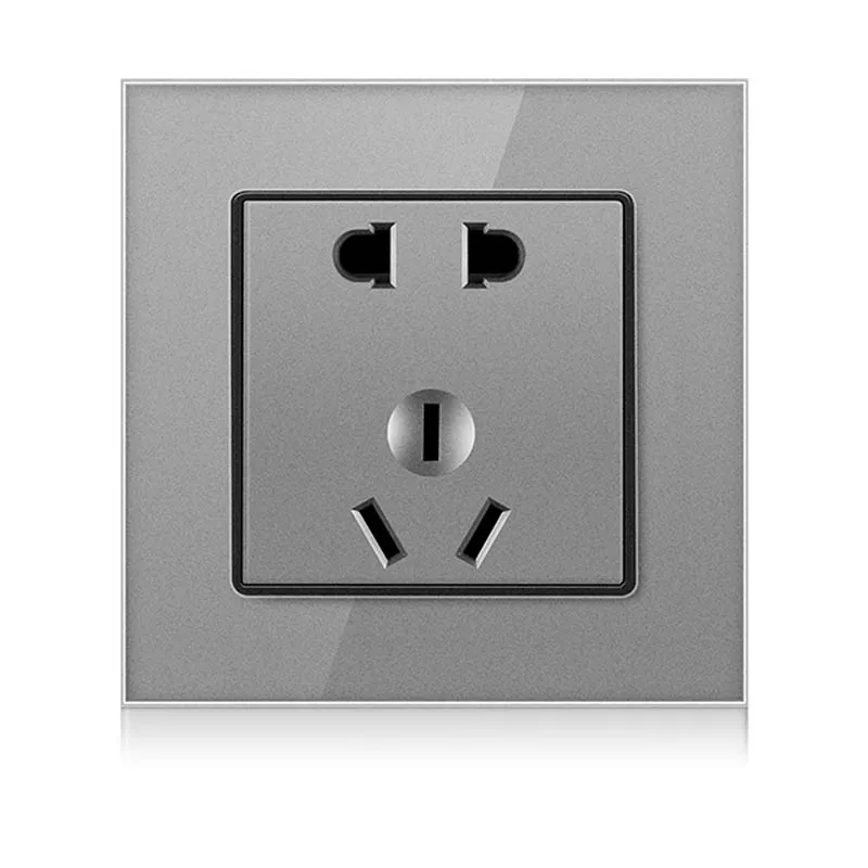 Tempered crystal glass 86 * 86mm panel China 3C standard five hole socket plug