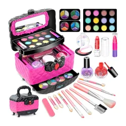 41 Pcs Kids Makeup Toy Kit for Girls, Washable Makeup Set Toy with Real Cosmetic Case for Little Girl, Pretend Play Makeup