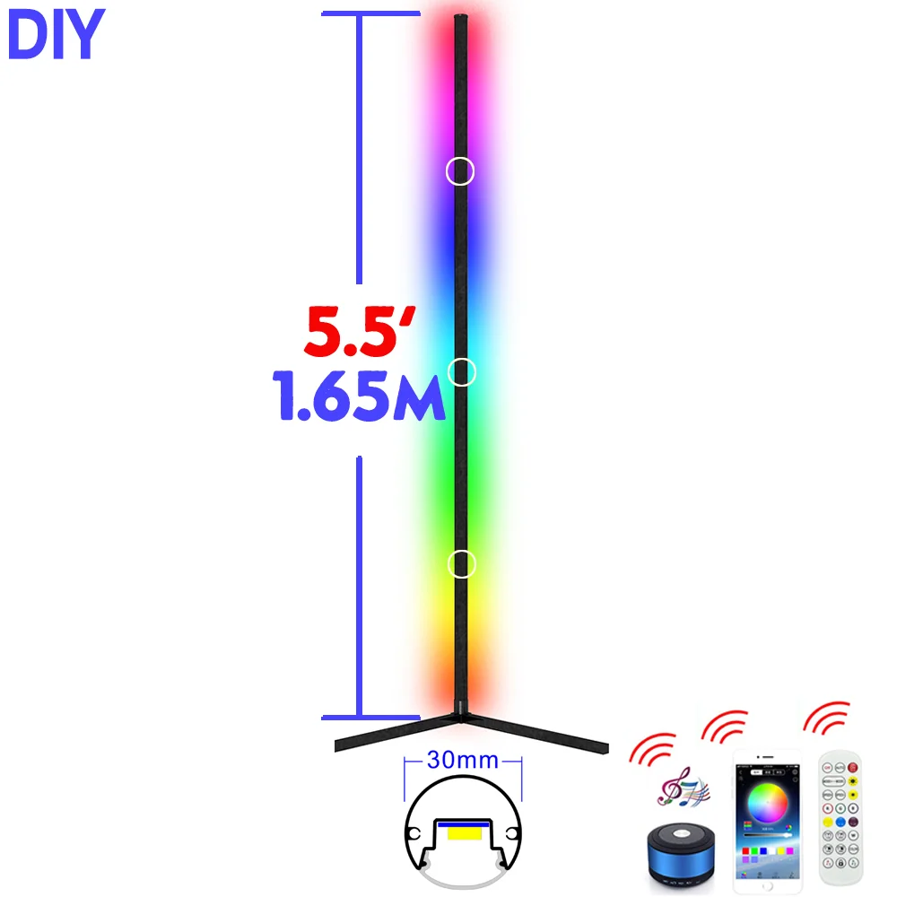 BOKUN 165cm Gaming Lights Living Room Ambient Mood Light RGB Decor Night Lights Standing Led Corner Floor Lamp for Drop Shipping