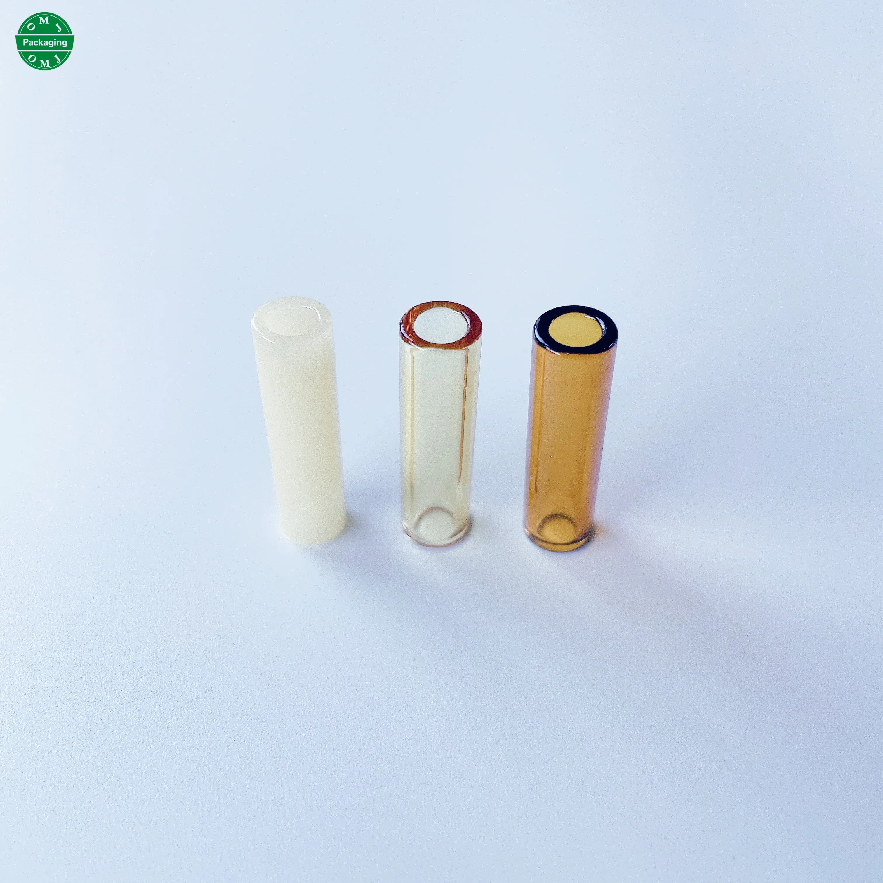 Clear black white amber yellow straight tube round flat mouth piece Glass cigar tips