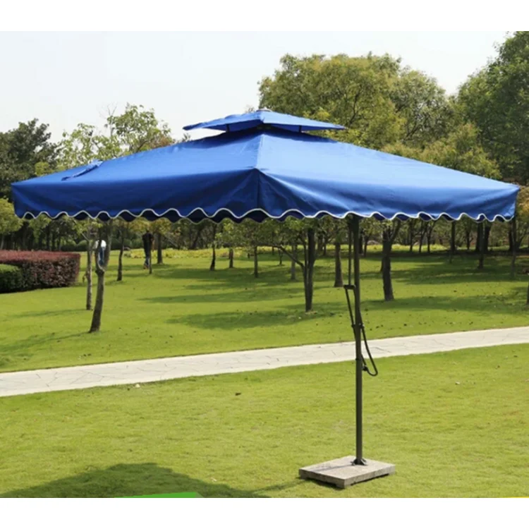 SUNDAY Double top banana umbrella Hot sale double layer outdoor banana beach umbrella outdoor with flap