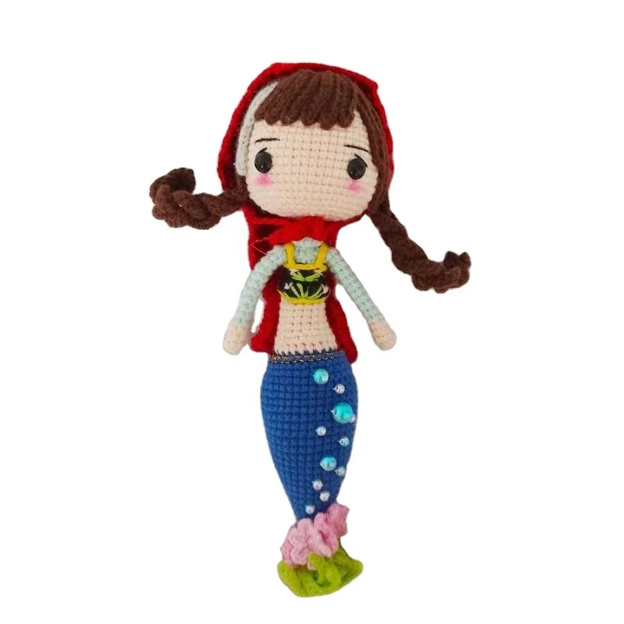 Customized creativity Handmade Amigurumi Stuffed Doll Knitting Crochet Mermaid Doll Crocheted Mermaid Princess Series Dolls