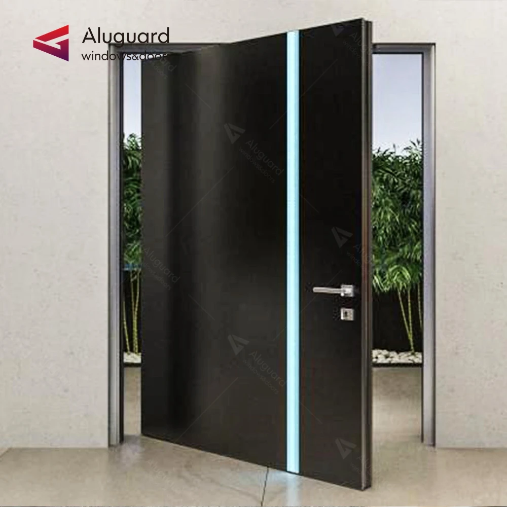 Latest villa security steel large pivot main door grill design aluminium front door with sidelights