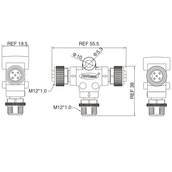 Finecables NMEA 2000 Waterproof Splitter 3 4 5 8 Pin M12 Tee Adapter