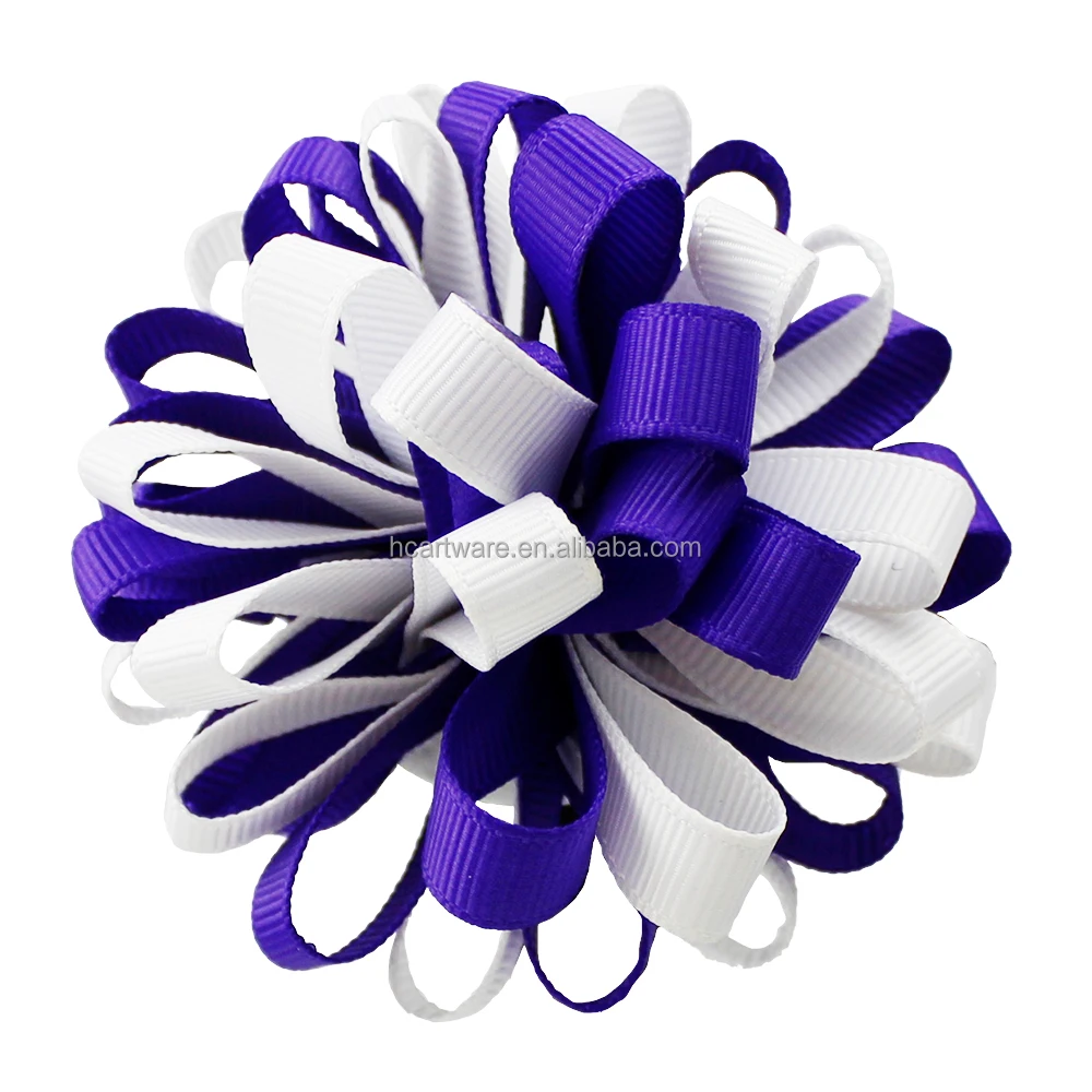 HCArtware Amazon hot sale New  ribbon hair accessories new design compound 3 inch hair bows for girls beauty flower hair clips