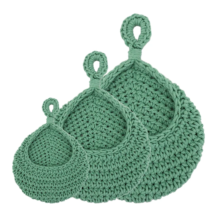 Teardrop Hanging Fruit Basket Boho Handmade Woven Cotton Rope Basket