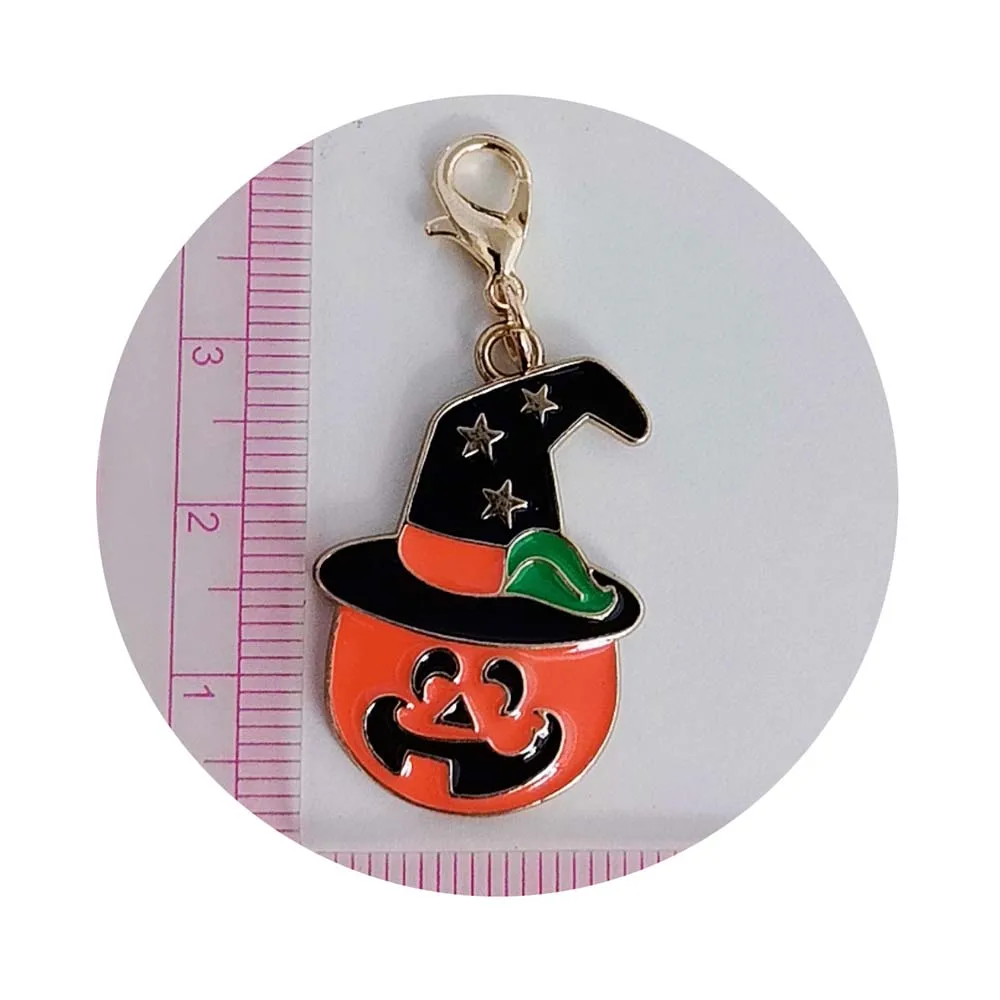Bulk Halloween key chain cartoon pumpkin hat enamel charm DIY earring bag phone bracelet necklace pendant