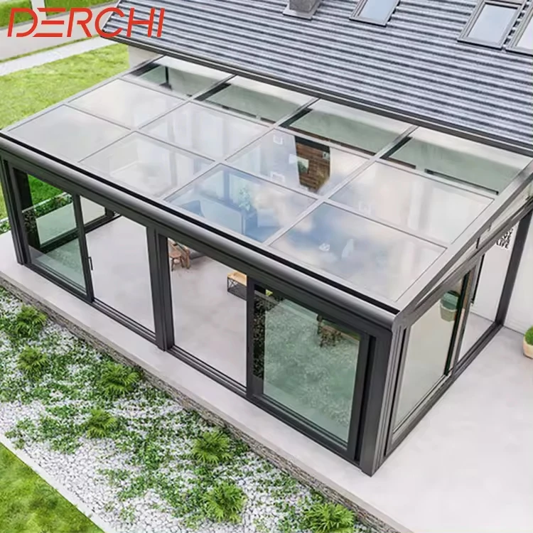 Modern Aluminum Garden Glass houses Conservatory Sun Room with glass roof