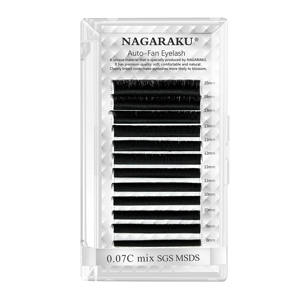
NAGARAKU Easy Fan Lashes in Same Length Auto Bloom Eyelash Extensions Mega Volume Magnetic 