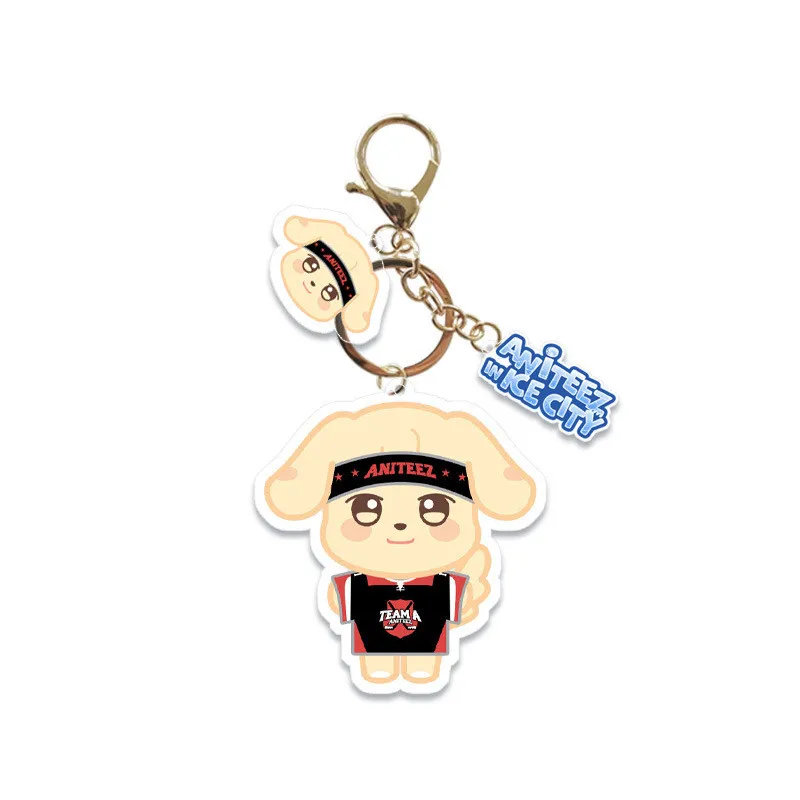 New Korean Kpop ATEEZ Acrylic Keychain Cartoon Car Bag Pendant Key Ring Holder ANITEEZ Fans Gifts Collection Gifts