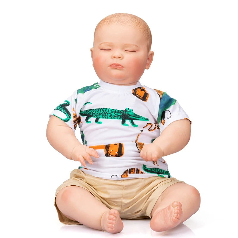 60CM Big Boy 3 Month Size 100% handmade Reborn Toddler Sleeping Joseph Multiple Layers Painting with Visible Veins High Quality