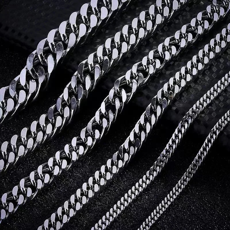 Hot Sale Hip Hop Titanium Steel 3-8mm Cuban Link Chain Fashion Personalized Thick Chain Stainless Steel Cuban Necklace For Men