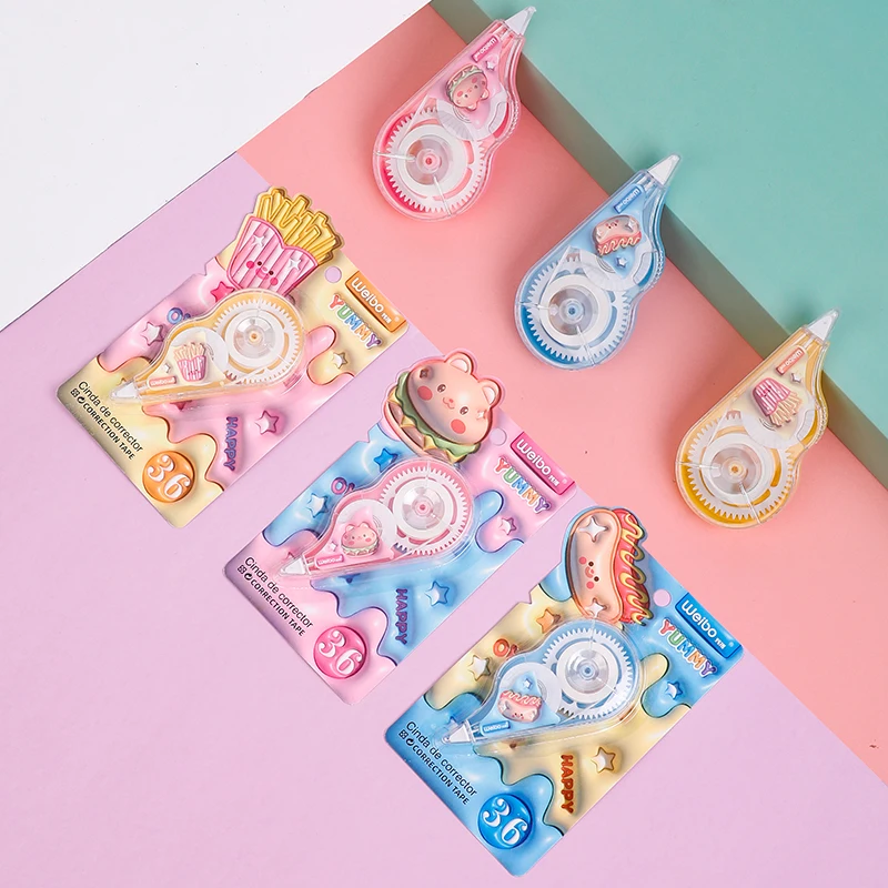Weibo creative cartoon correction tape for primary and secondary school students with large capacity foot rice continuous tape