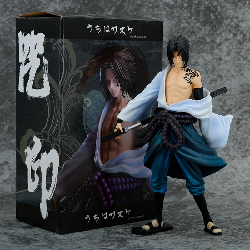 23cm Cosplay Character Mantra Seal Uchiha Sasuke Pvc Anime Model Toys Narut Narutoes Cartoon Anime Action Figure
