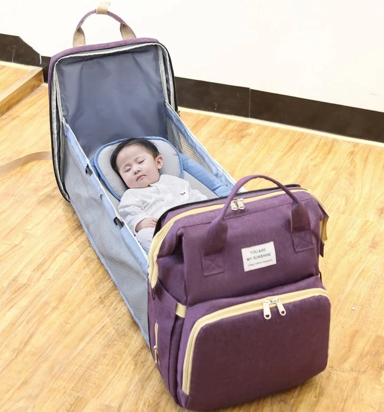 2020 New Multi-functional Casual Portable Folded Crib Mommy Diaper Bag For Outdoor Travel