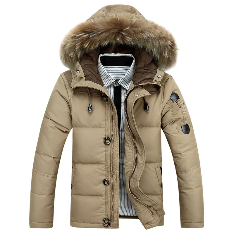 JACKETOWN cotton winter coat classic style bomber jackets with fur hood pocket jackets
