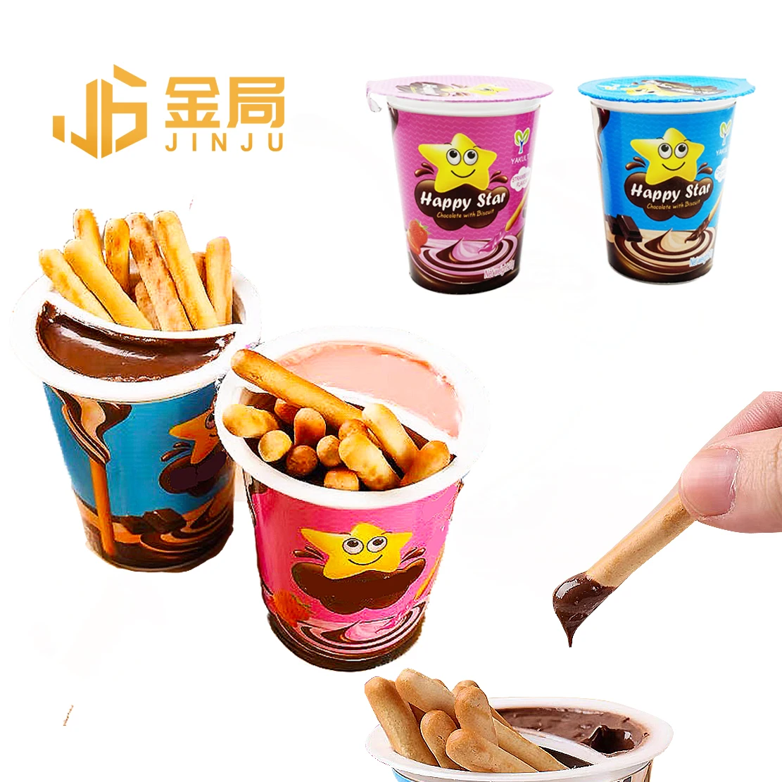 Factory Wholesale Halal Star Chocolate Stick Cup Biscuits And Cookies Chocolate Biscuit
