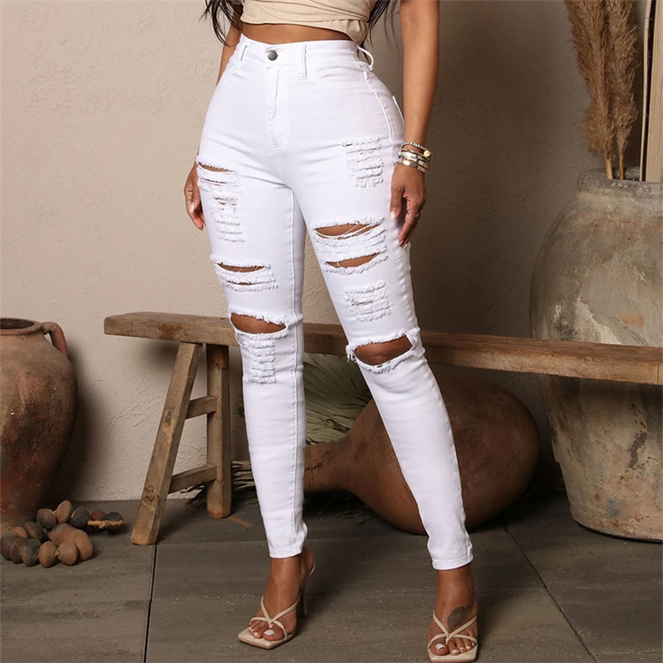 Buy-jeans-in-bulk factory price cheap korean jeans women wholesale wash color skinny slim pencil push up jeans ladies american h