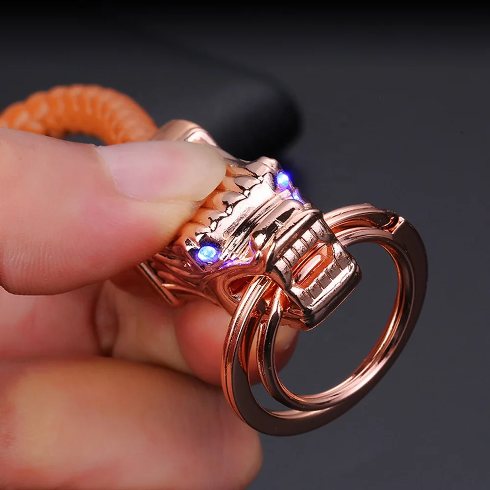 Wholesale New York Trendy Double Loops Keychain Pants Waist Belt Leather Loop Key Chain with LED Lights