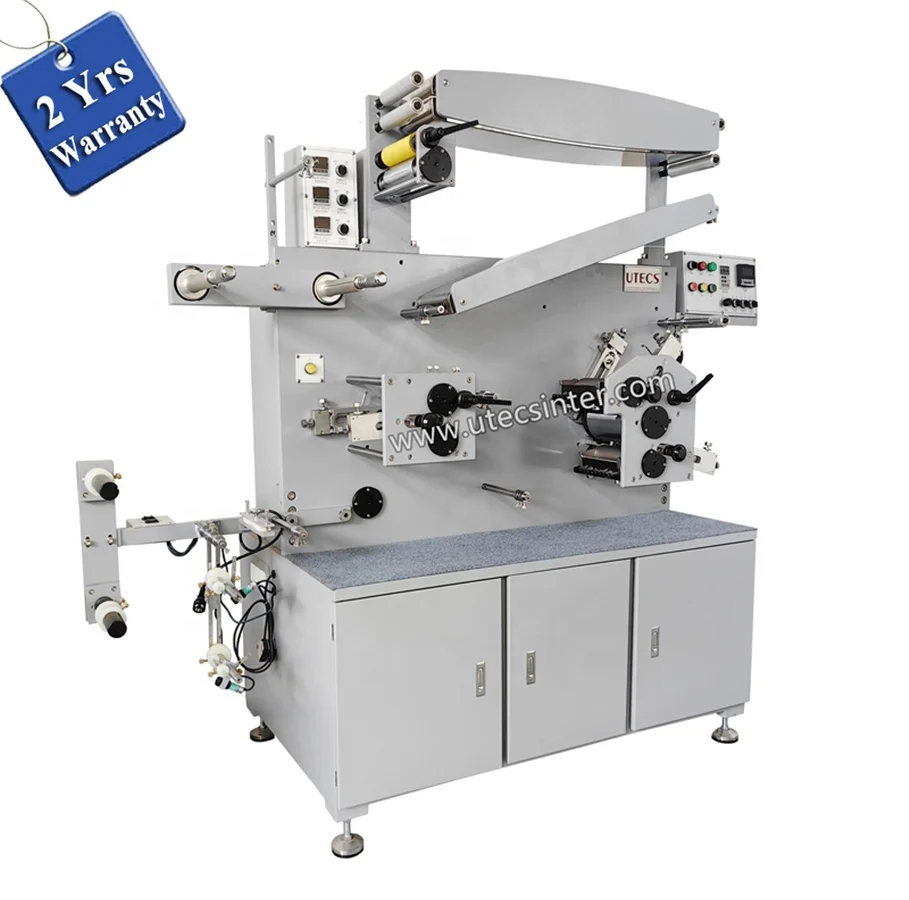 UGS21 Automatic tag t shirt neck label flexo Printing machine, poly type weaving logo ribbon letterpress flexography printer