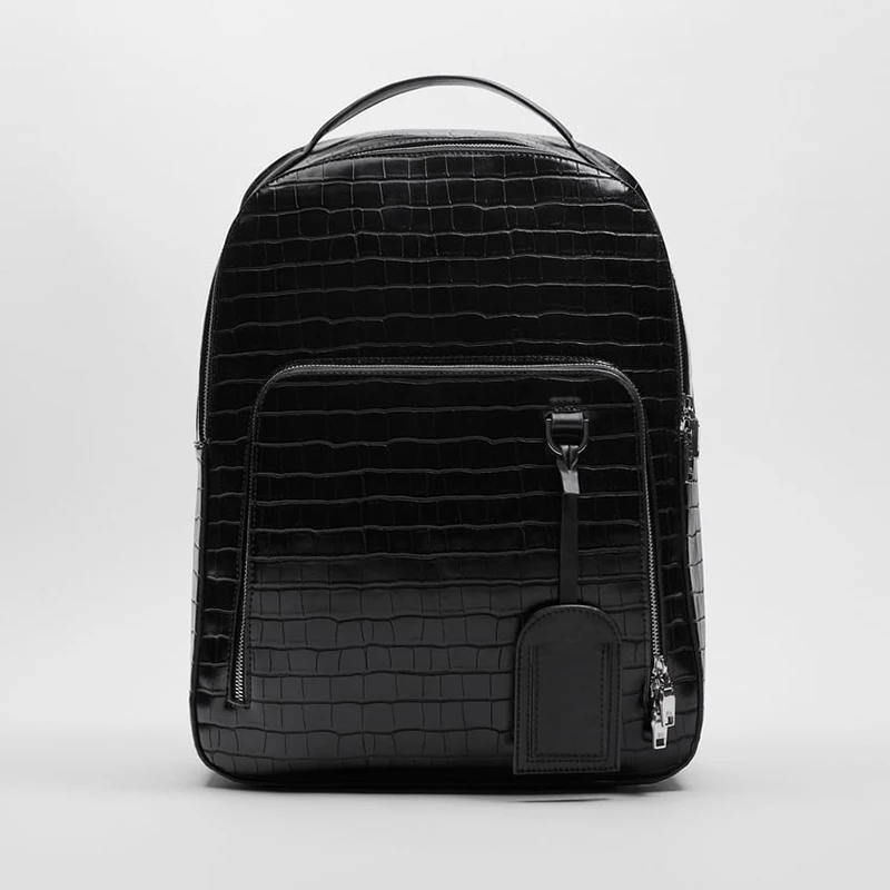 custom logo high quality new embossed crocodile pattern leather ashion backpack men