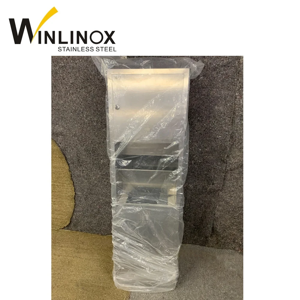 Bathroom recessed metal toilet paper dispenser hand dryer rubbish bin