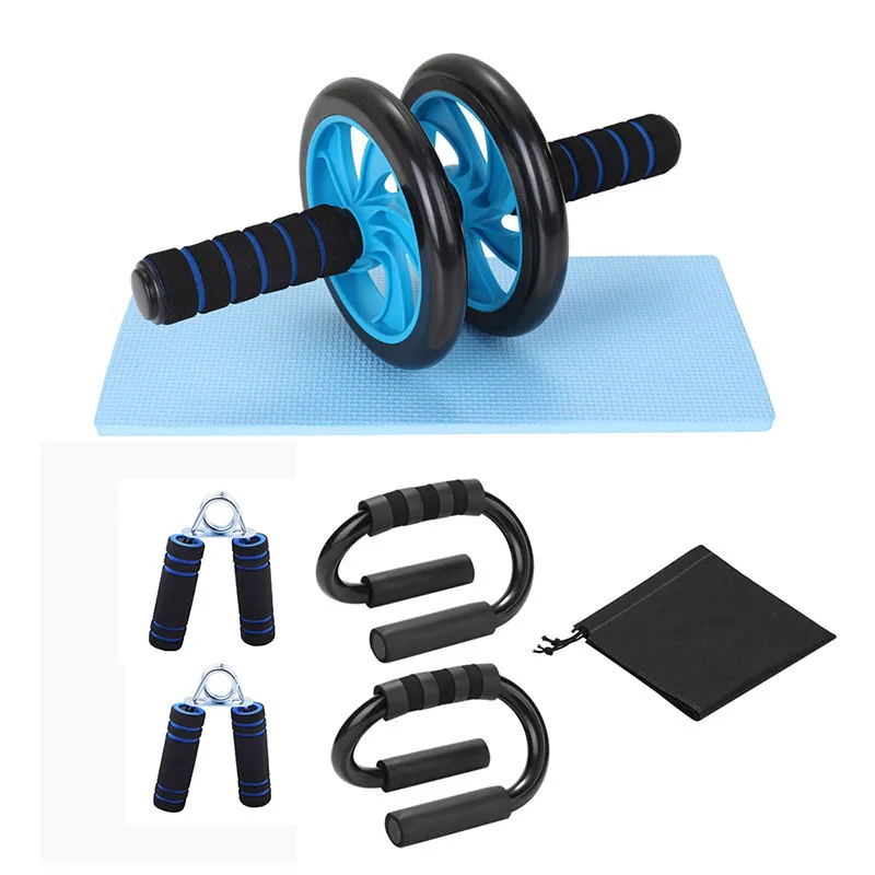 Indoor fitness custom core muscle training exercise wheel blue 6 in 1 mini ab fitness abdominal roller