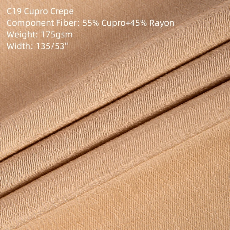 C19 Stock Organic Fabric Soft And Comfortable Breathable Clothing crepe cupro fabric for dress Manufacturer