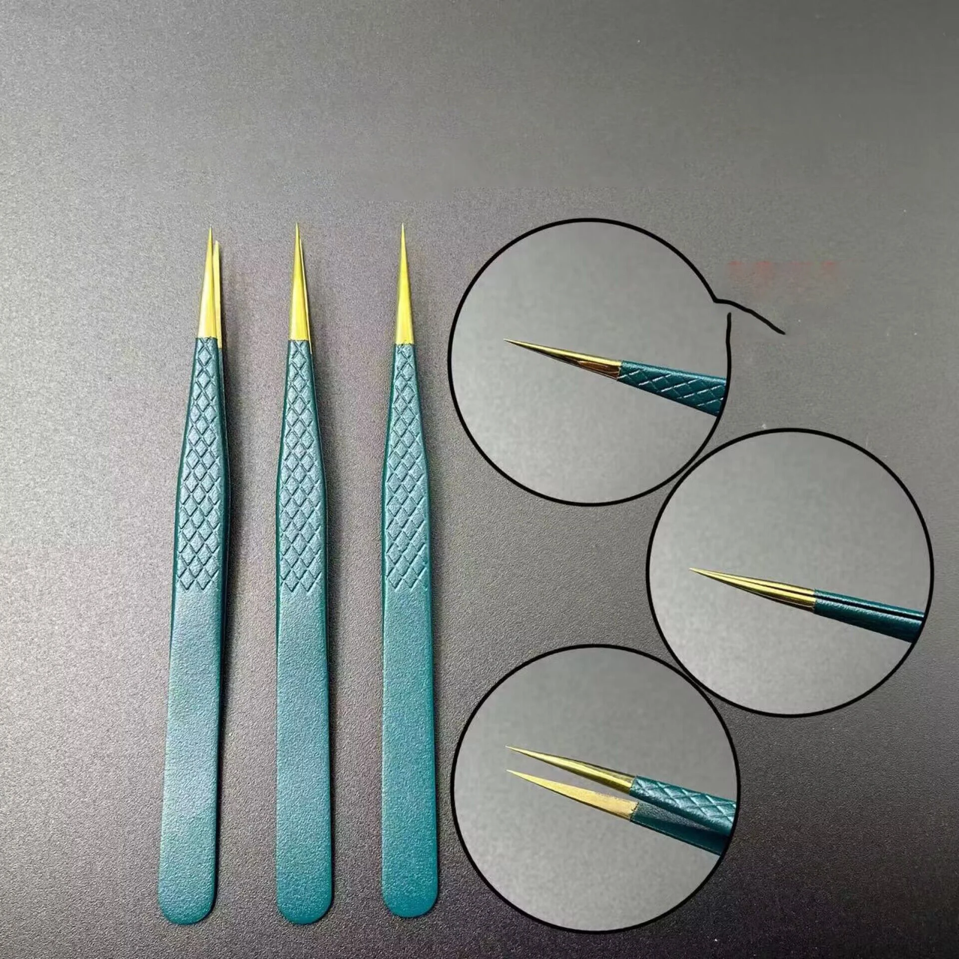 Print Logo Fiber Tip Eyelash Tweezers 45 75 90 Degree Grip Tweezers Custom Private Label Lash Extension Tweezers