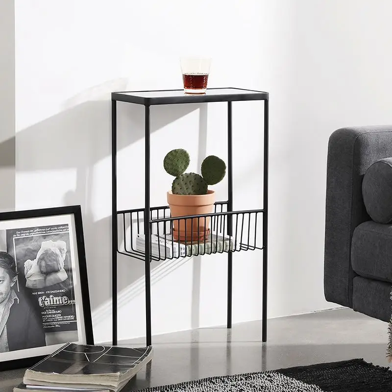 Nordic sitting room contracted mobile balcony bedroom buys content frame fancy glass sofs side table in silver lamp