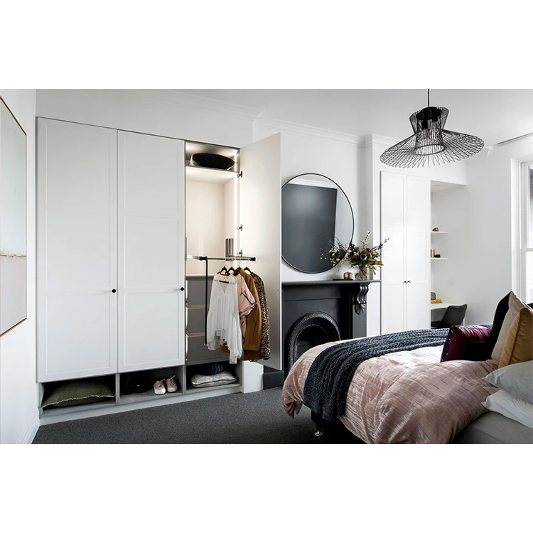 Customized Solid Wood Bedroom Wardrobe Closet Furniture Modern Bedroom Melamine Mdf Wooden Clothes Wardrobe Designs