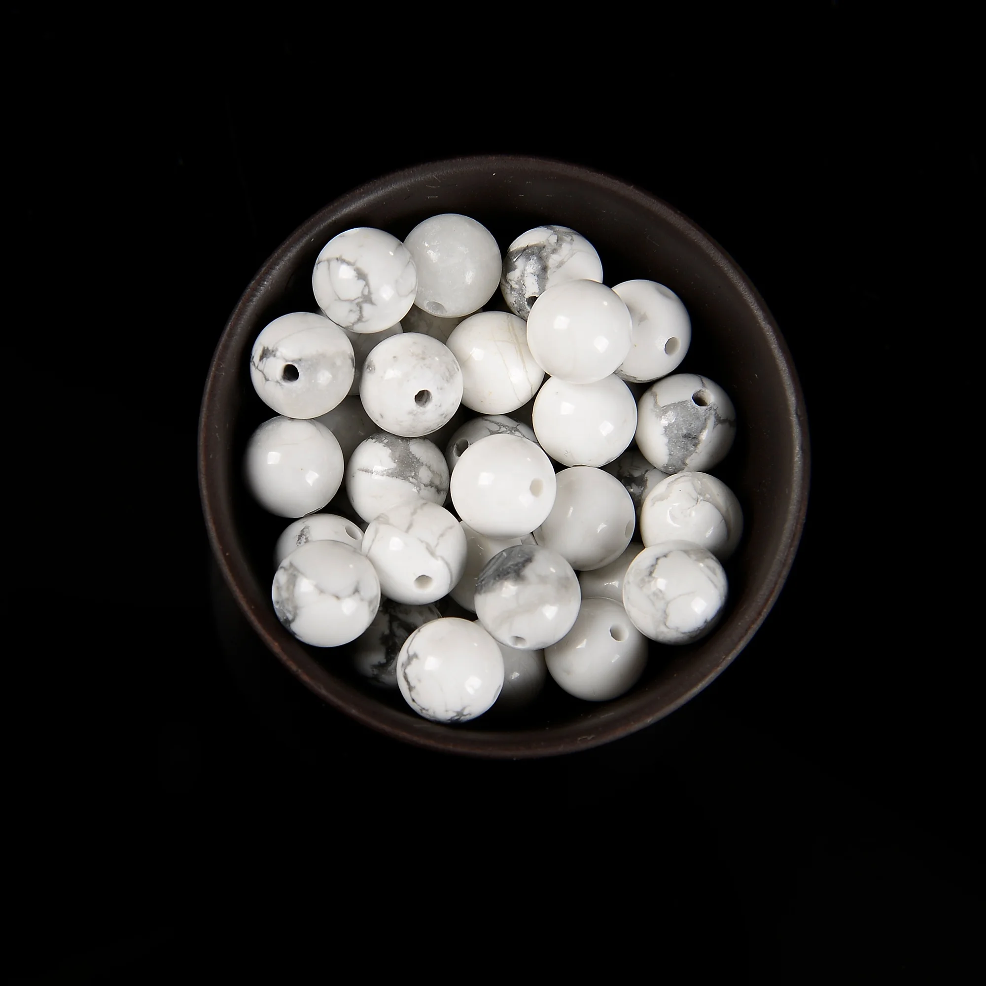 YMJ Hot Sell 4mm 6mm 8mm 10mm 12mm Howlite Stone Loose Bead Smooth Round Stone beads for Jewelry Making Bracelet