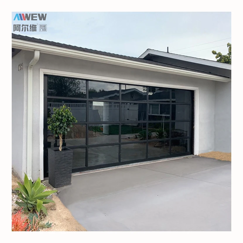 Customized aluminium doors glass panel aluminum frame insulated clear glass garage door