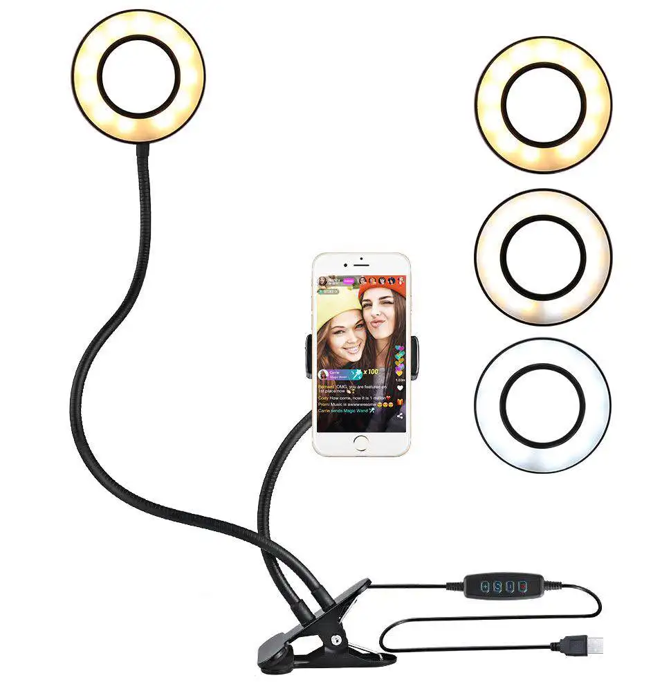 cheap price universal Live Stream kit Mobile Phone Light Stand 3 Light Modes audio live stream camera for car