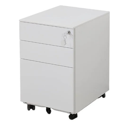 Modern 3-Drawer Steel Office Furniture Mobile Pedestal File Cabinet Key Lock Schools Living Room Warehouse Workshop Hotel