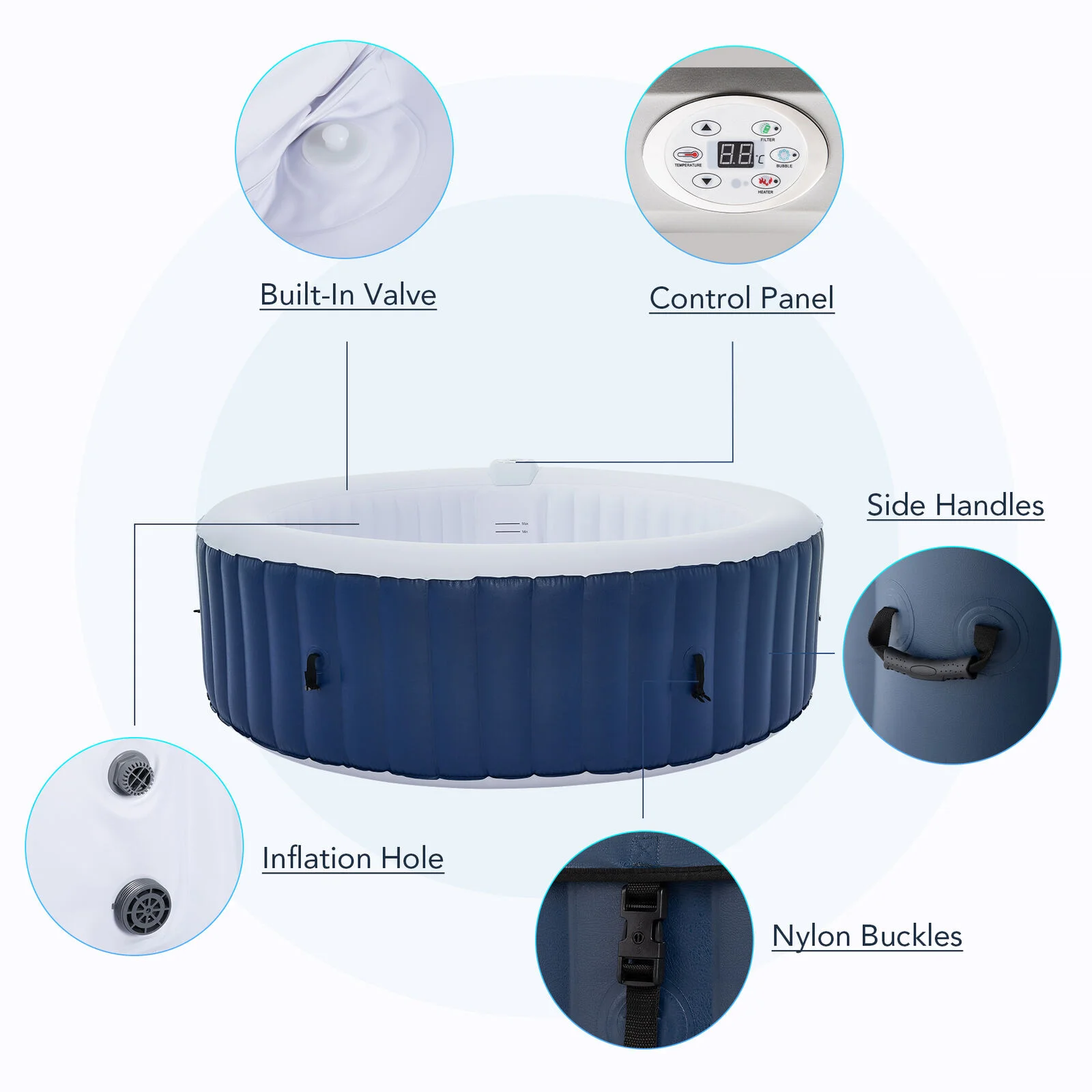 Grateful hot-selling 4 person adult SPA Air jet massage Inflatable hot tub Spa  round shape