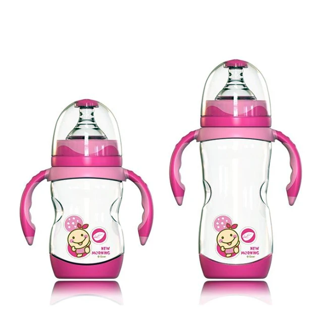 180ml 240ml Wide Neck Plastic Milk Baby Feeding Bottle with Handles